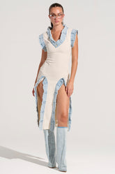 DIONNE DENIM TRIM MIDI DRESS