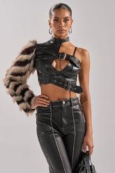 HIGH AND LOW FUR BLOUSE