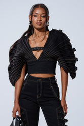 BUCKLE UP DENIM BLOUSE