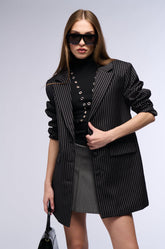 ELLA OVERSIZED PINSTRIPE LONGLINE BLAZER