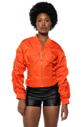 FITTED BOMBER WITH ADJUSTABLE SIDE LACE