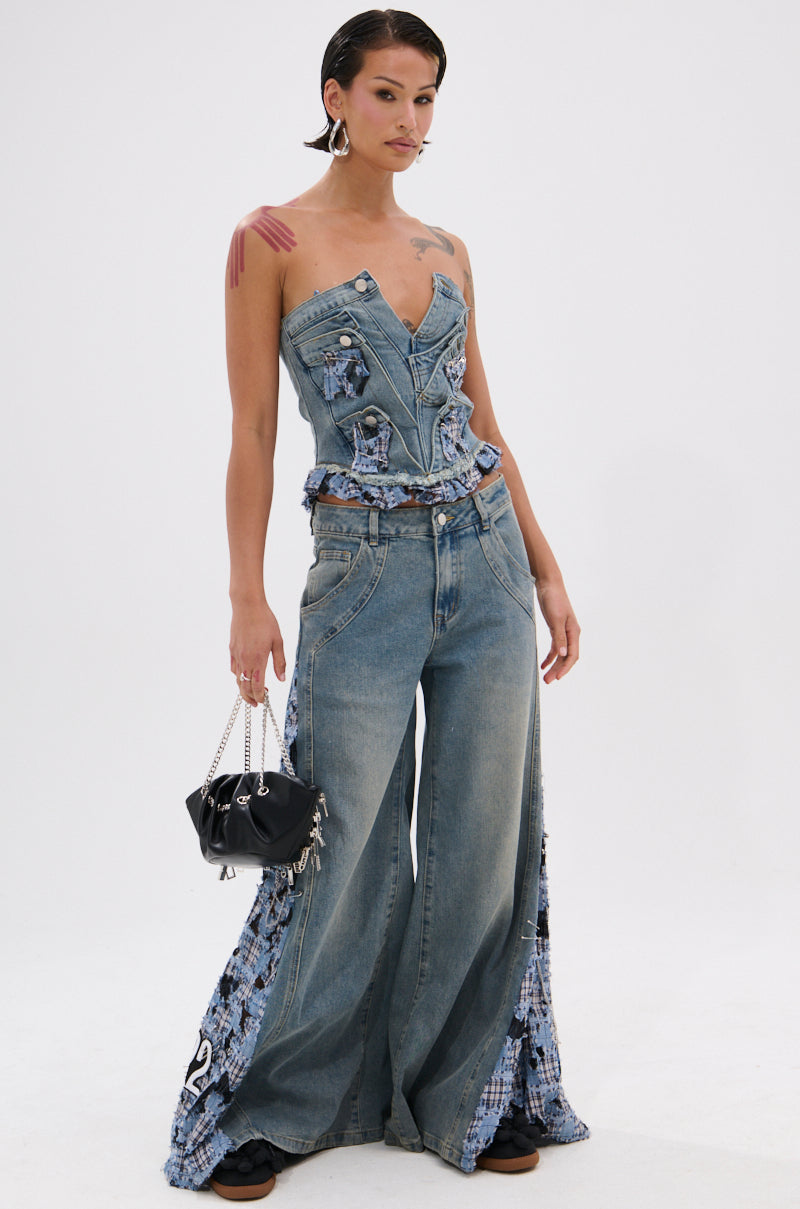 ON POINT PLAID EMBELLISHED CORSET
