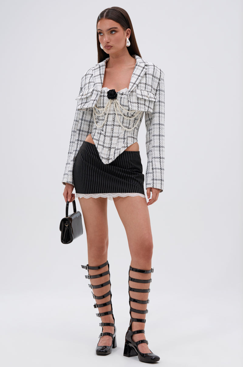 HEAVEN SENT CROPPED TWEED BLAZER