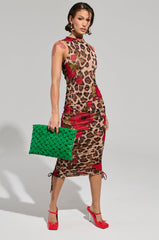 KALILAH PRINTED MESH MIDI DRESS