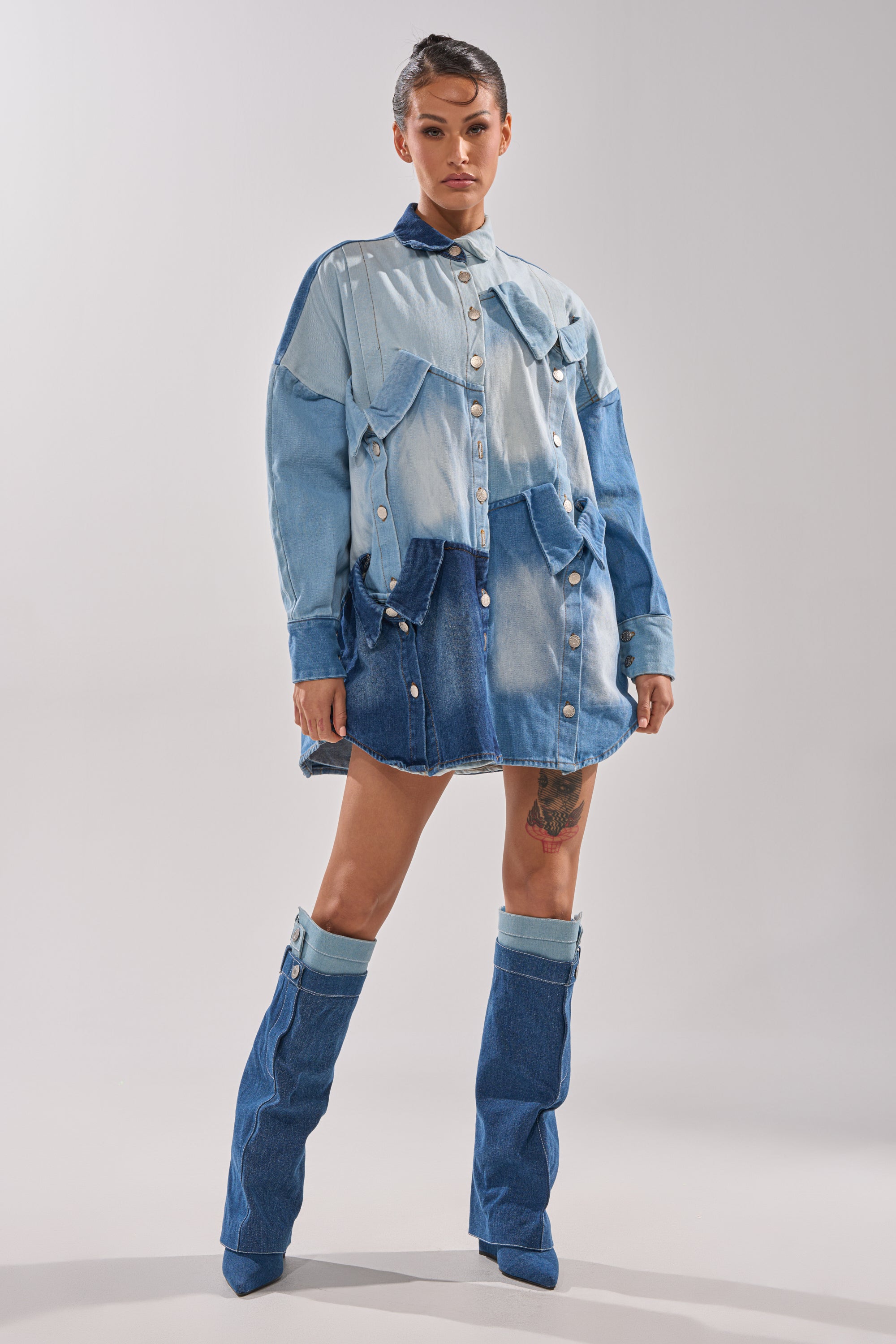 MONDAY BLUES DENIM MINI DRESS