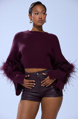 MILLY FEATHER TRIM SWEATER