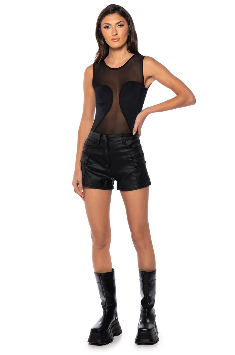 AMY FAUX LEATHER CARGO SHORTS