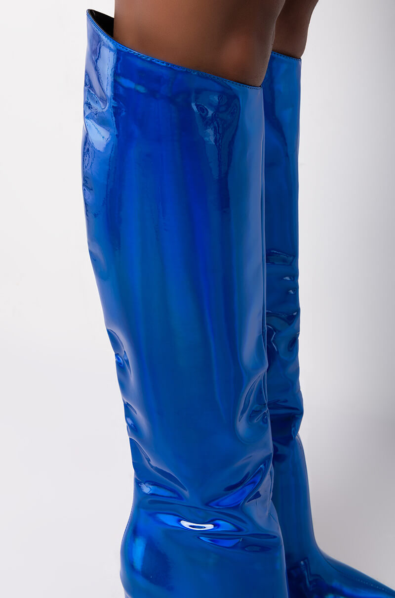 AZALEA WANG NOVA SEXY STILETTO BOOT IN BLUE