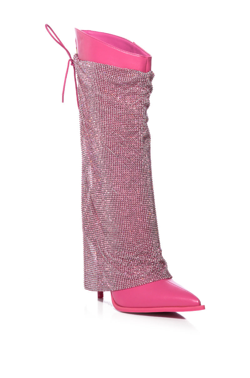 AZALEA WANG JACLYN EMBELLISHED STILETTO BOOT IN FUCHSIA
