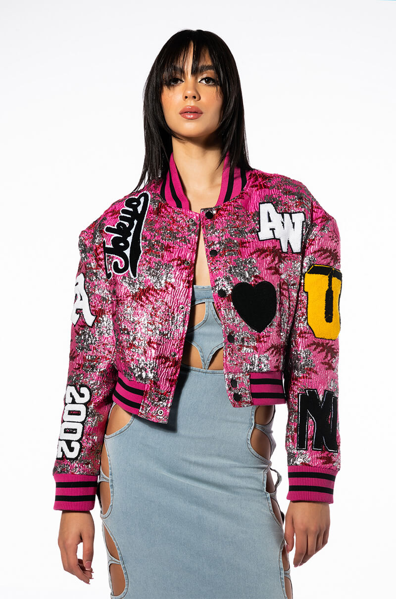 JACQUARD VARSITY BOMBER