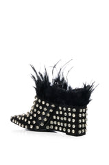 AZALEA WANG LAVINA FEATHER EMBELLISHED PUMP IN BLACK
