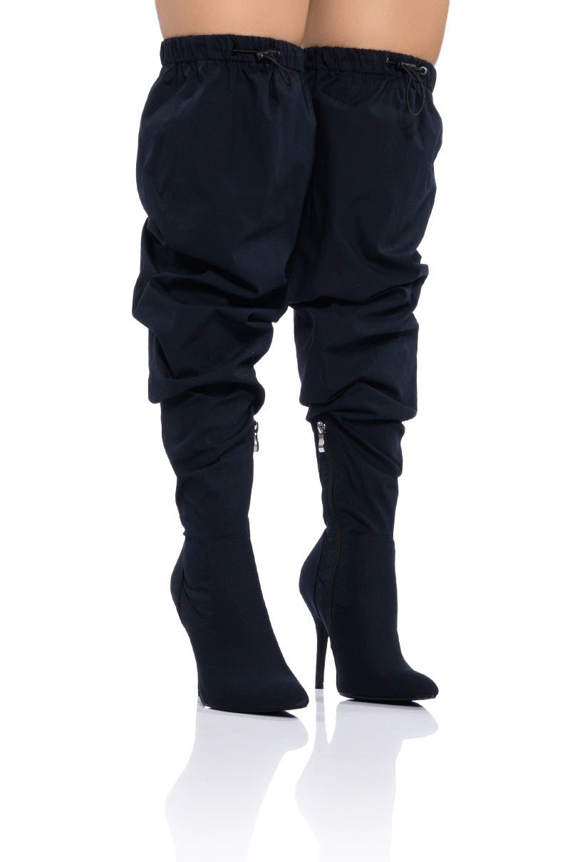 AZALEA WANG MANTIS BAGGY THIGH HIGH BOOT IN BLACK