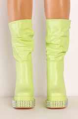 AZALEA WANG NATURE SLOUCH STUD BOOTIE IN GREEN