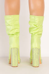 AZALEA WANG NATURE SLOUCH STUD BOOTIE IN GREEN