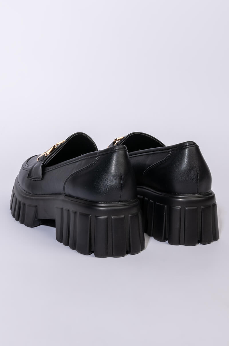 AZALEA WANG NO TIME IS WASTED FLATFORM LOAFER IN BLACK