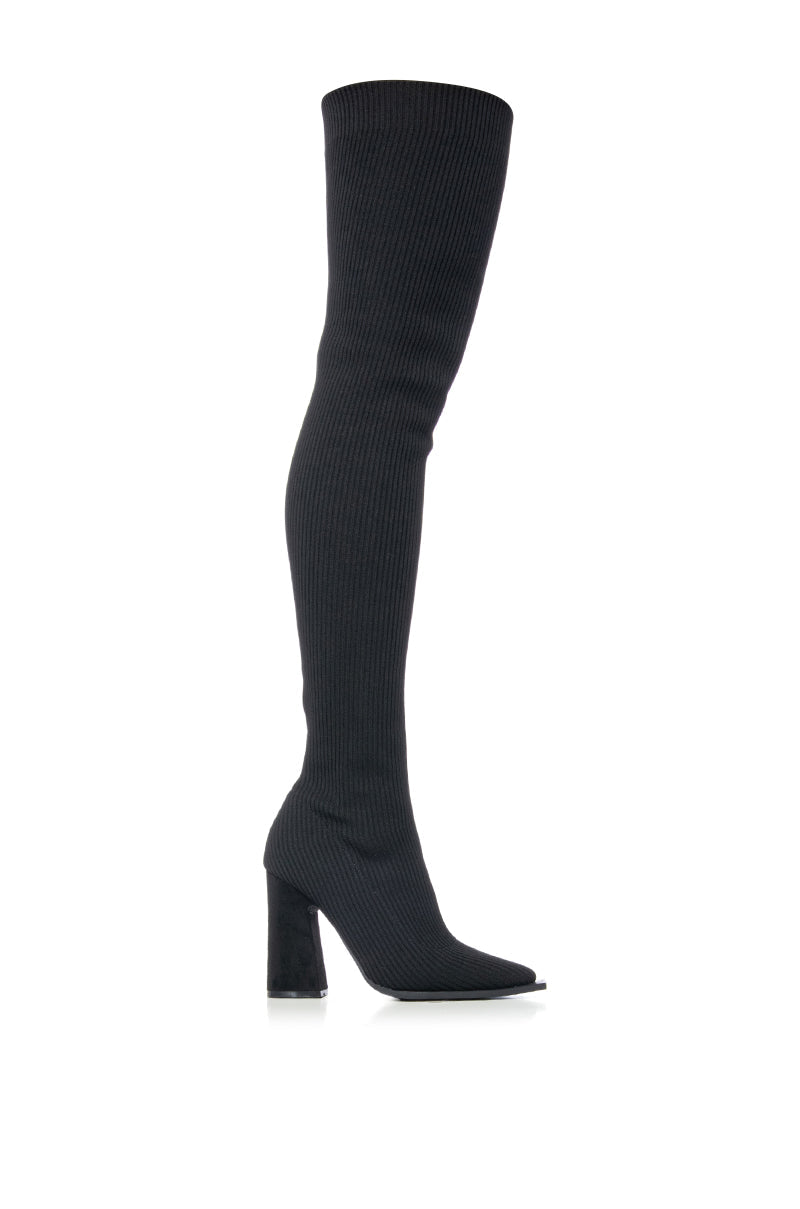 AZALEA WANG NOOR BLACK RIBBED BOOT