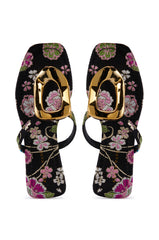 AZALEA WANG PACCHERI BLACK BROCADE SANDAL