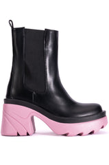 AZALEA WANG PRIMROSE PURPLE SOLE CHUNKY BOOTS IN BLACK