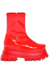 AZALEA WANG RUSH PATENT FLATFROM BOOT IN RED