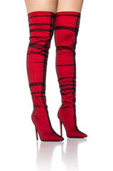 AZALEA WANG SERPENS RED TULLE COVERED BOOT