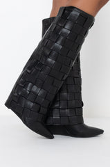 AZALEA WANG THAT KINDA NIGHT WEDGE BOOT IN BLACK