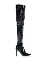 AZALEA WANG THRILLER OVER THE KNEE STILETTO BOOT IN BLACK