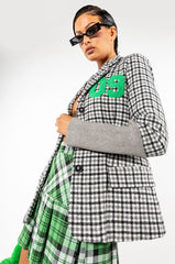 COLLEGIATE BACK TO SCHOOL PLAID BLAZER WITH THUMB HOLES
