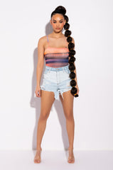 BAJA PATCHWORK FRINGE DENIM SHORT