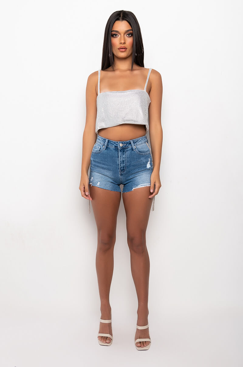 BELLA DONNA RHINESTONE CROP TOP