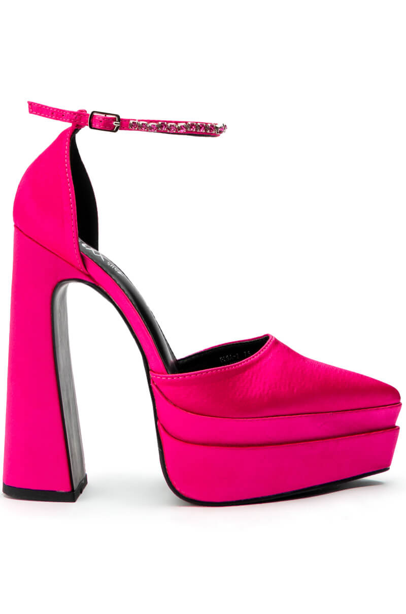 PINK CHUNKY PUMP WITH ANKLE STRAP