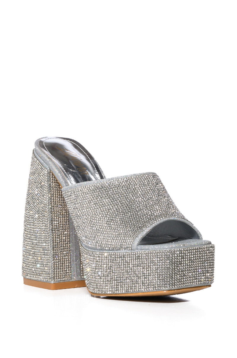 BILLION SILVER RHINESTONE CHUNKY SANDAL