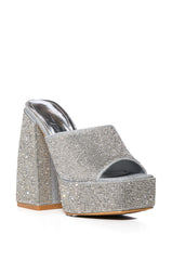 BILLION SILVER RHINESTONE CHUNKY SANDAL