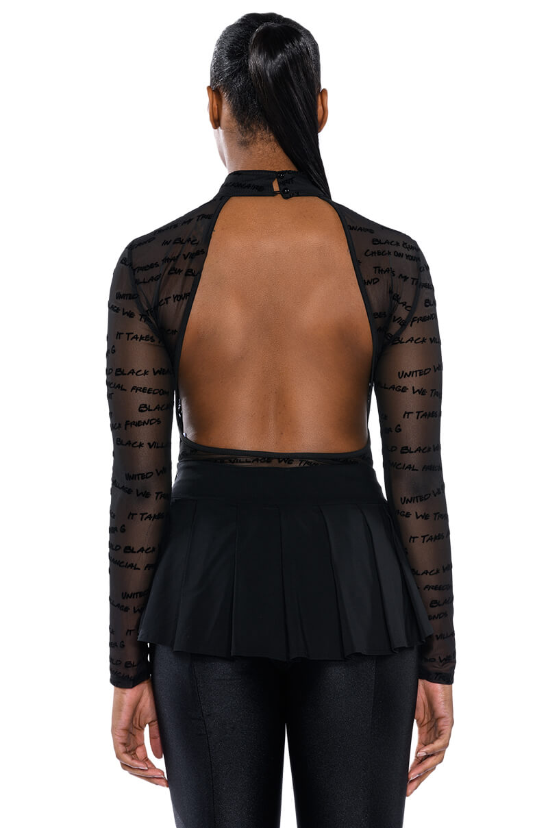 BLACK VILLAGE FOUNDATION LOGO MESH BODYSUIT