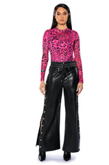BLESSED MESS SIDE SNAP FAUX LEATHER PANTS