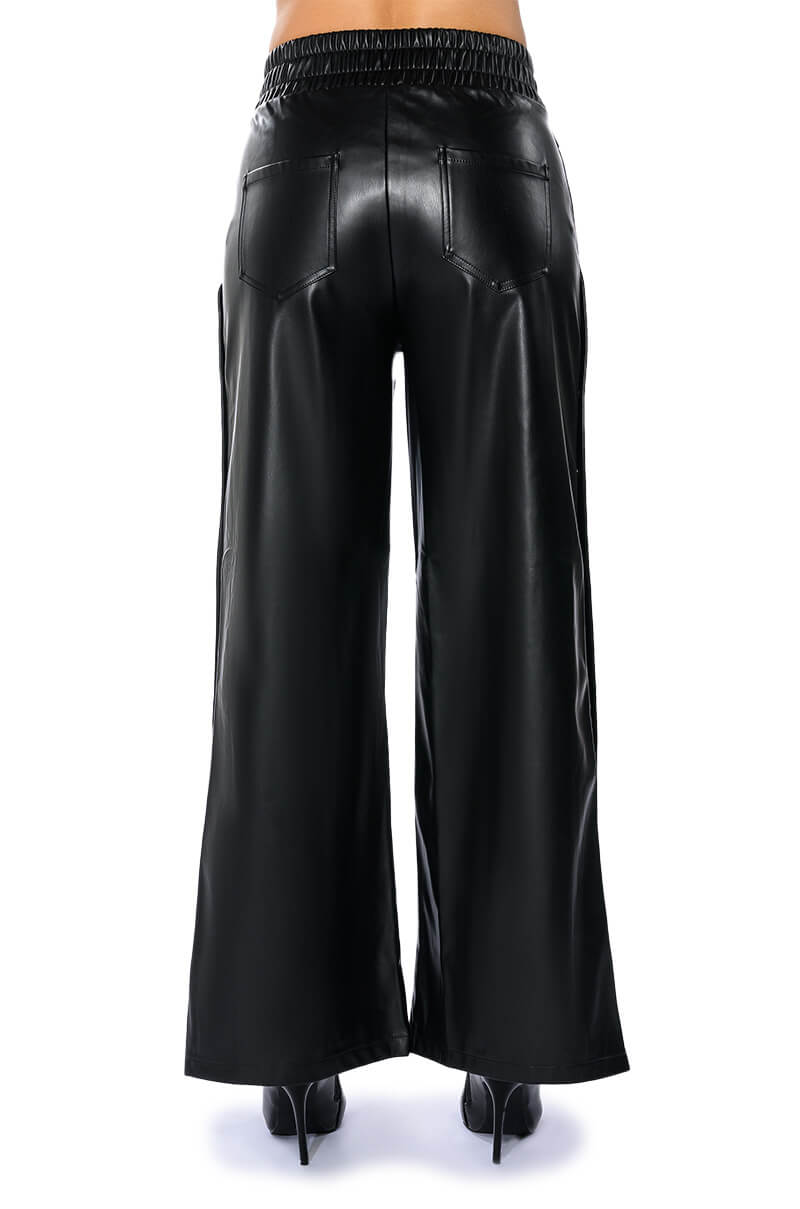 BLESSED MESS SIDE SNAP FAUX LEATHER PANTS