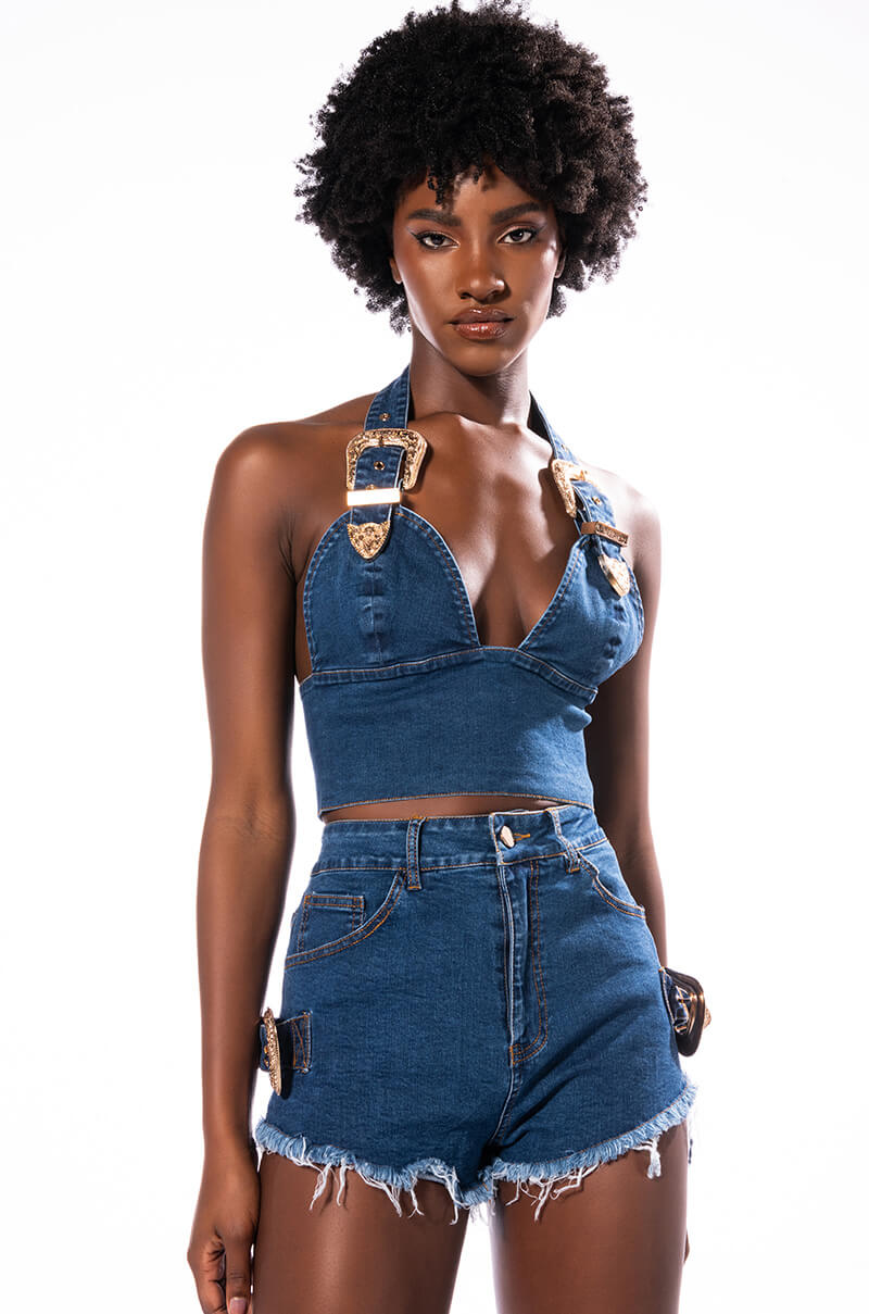 BLUE JEAN BABY BUCKLE SHORT