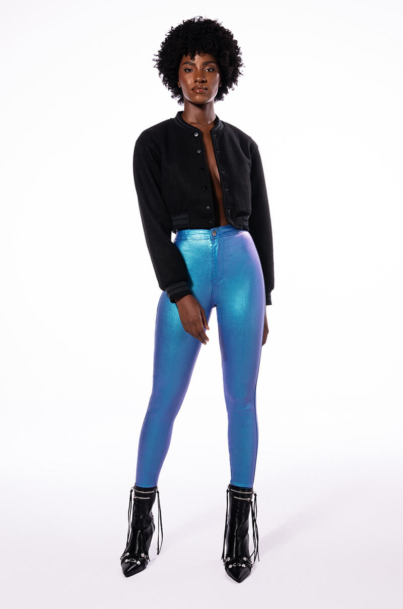 BORN TO SHINE METALLIC SKINNY PANTS