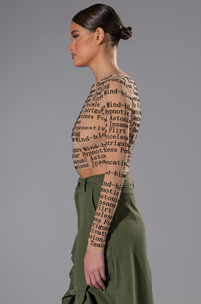 BOW DOWN MESH LONG SLEEVE TOP
