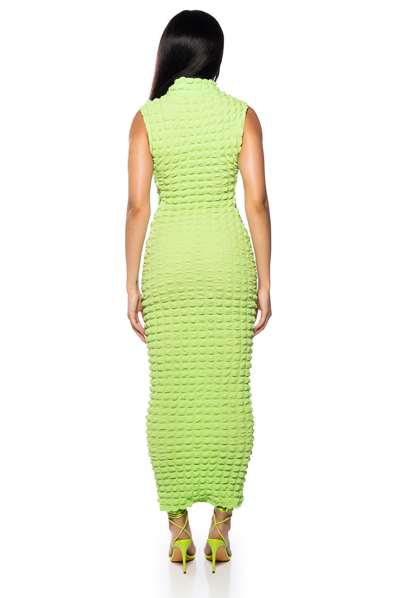 BUSY GAL SLEEVELESS MOCK NECK MAXI DRESS