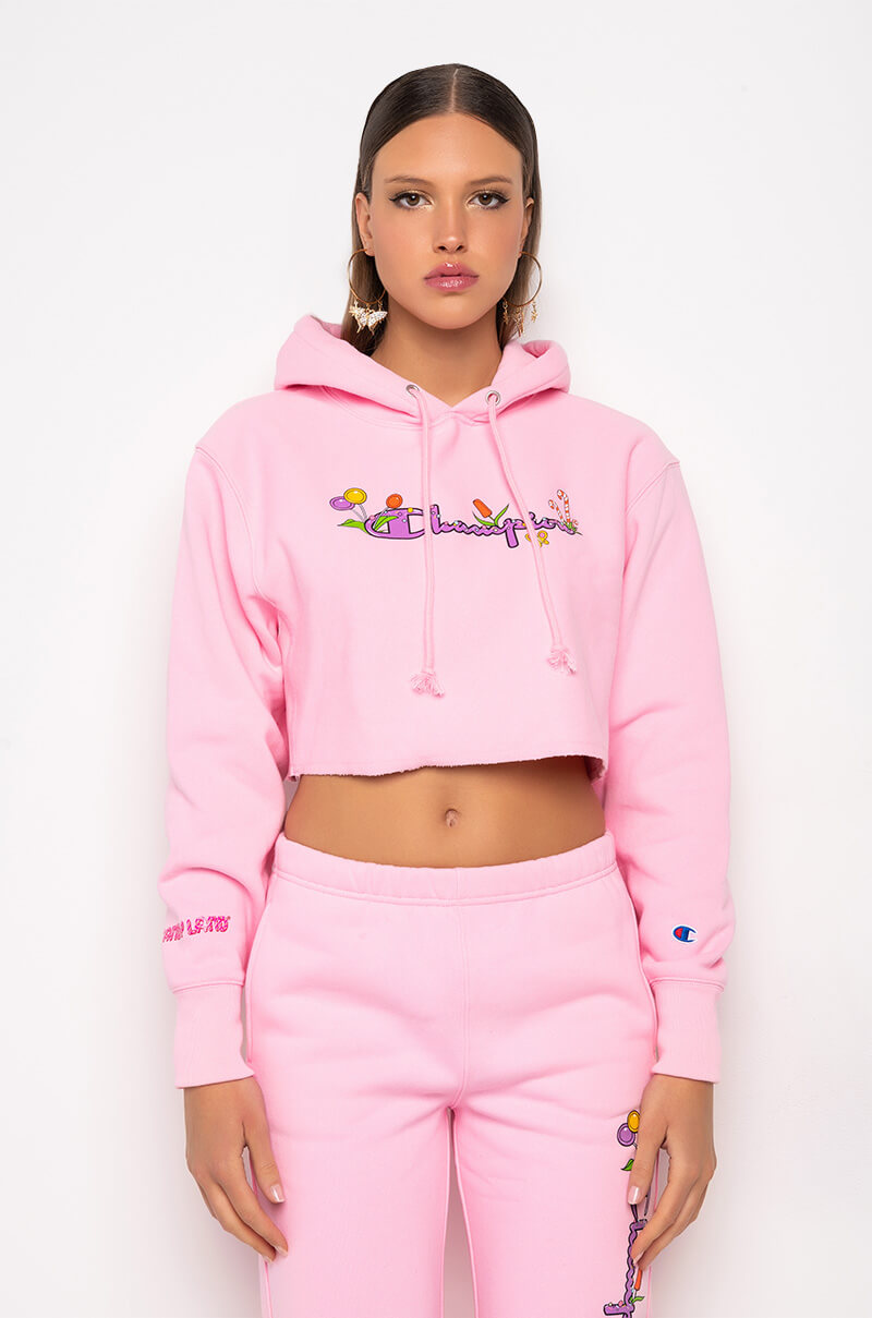 CHAMPION CANDY LAND CROPPED REVERSE WEAVE HOOD - GRAPHIC