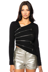 CLEO ONE SHOULDER ZIPPER DETAIL TOP