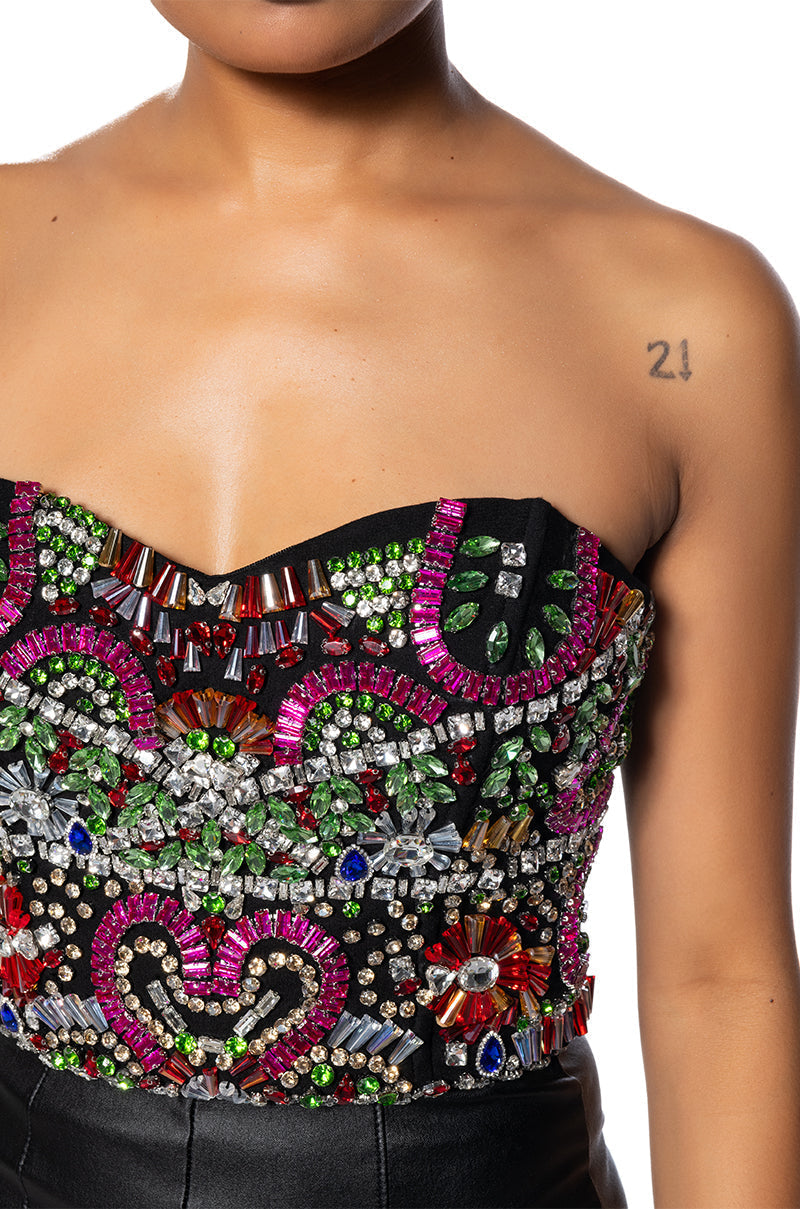 COME ALIVE RHINESTONE EMBELLISHED CORSET