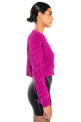 CUFFING SEASON FEATHER DETAIL SWEATER