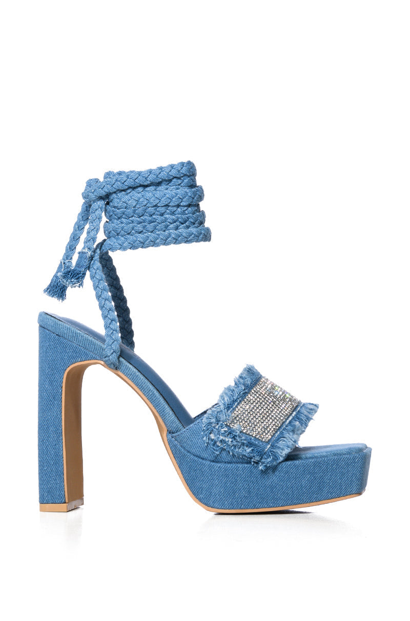 DANNIE LIGHT BLUE STRAPPY DENIM SANDAL