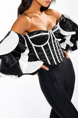 DAYDREAMIN RUFFLE SLEEVE CORSET BLOUSE
