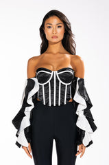 DAYDREAMIN RUFFLE SLEEVE CORSET BLOUSE