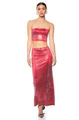 DECISION MAKER RHINESTONE TUBE TOP IN RED
