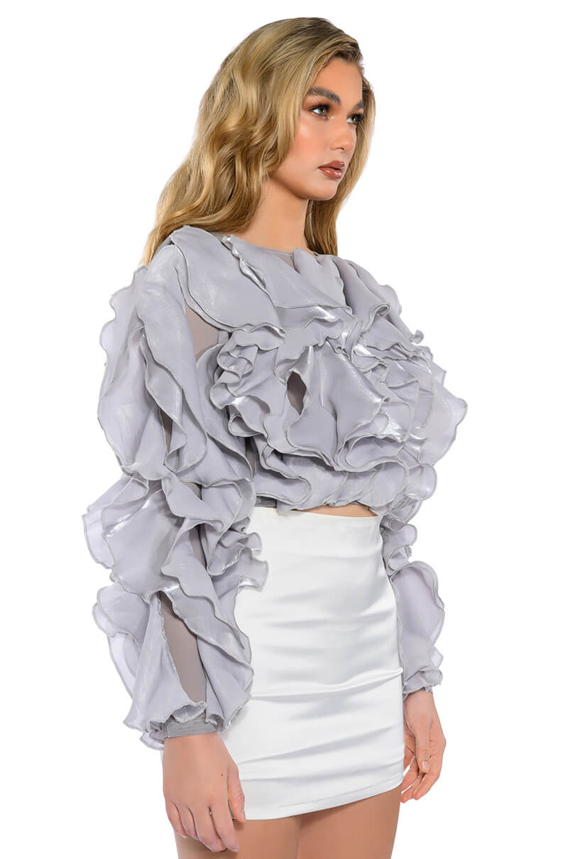 CAMELLIA RUFFLE LONG SLEEVE BLOUSE