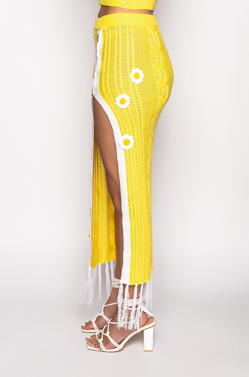 DESTINATION PARADISE DAISY CROCHET MAXI SKIRT