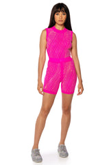 DIAMOND MESH BIKER SHORTS IN PINK